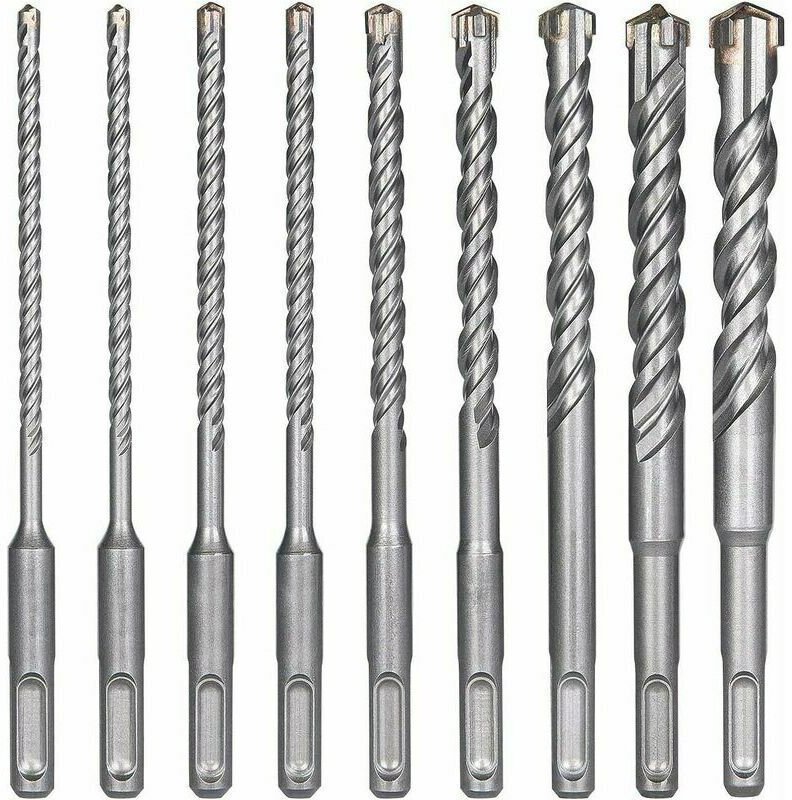 Jalleria - Betonbohrer, 9 Stück (5 mm 16 x 160 mm), elektrischer Schlagbohrer für Hammerbohrer, Kreuzbohrer für Ziegel, ...