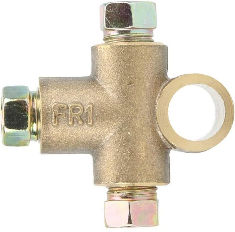 T-förmiger Bremsleitungsverbinder, 3-Wege-Adapter mit 3 Überwurfmuttern, kurze M10-Verschraubung, 3/16 Zoll (10 mm) Schl...