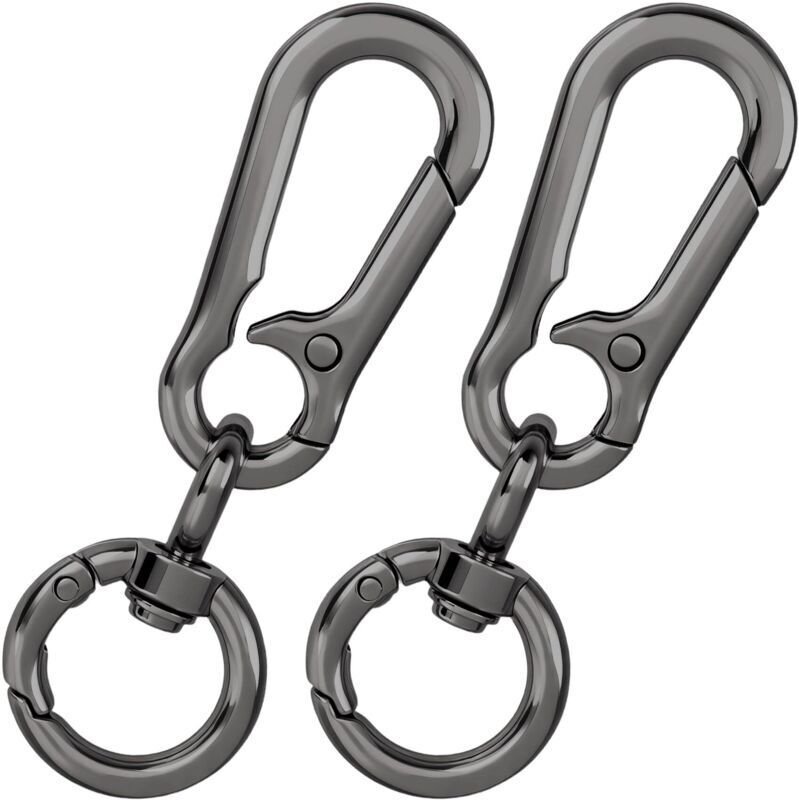 Set mit 2 doppelseitig zu öffnenden, federbelasteten Karabinerhaken für Schlüsselbänder und Bastelbedarf, drehbare Schlü...