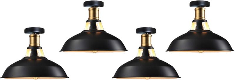 Axhup - Deckenlampe Industriell Vintage Deckenleuchte Eisen 27cm Lampenschirm Schwarz&Weiß Lampe für Flur, Balkon, Trepp...