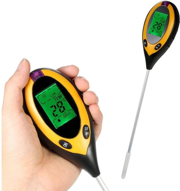 4-in-1 Bodenmessgerät: pH-Meter, Sonnenmessgerät, Temperaturmesser, Hygrometer für Garten, Landwirtschaft, Rasen, Zimmer...