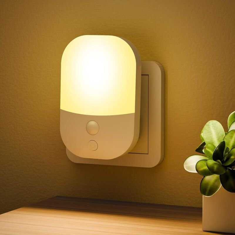 Nachtlicht mit Dämmerungssensor, 5 Helligkeitsstufen, Beleuchtungsmodus EIN/AUS/AUTO, 3000 K Warmweiß, Kindernachtlicht ...