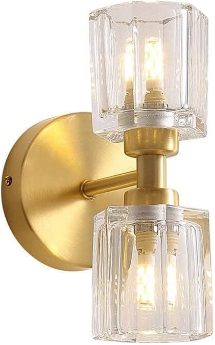 2-Kopf-Glas-Wandleuchte, Auf- und Ab-Beleuchtung Wandleuchte, Kupfer Kronleuchter Wandleuchten, Postmoderne Nachttisch W...