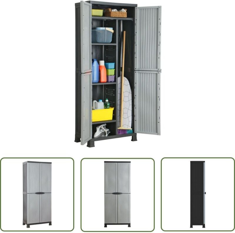 The Living Store Kunststoffschrank 68x39x171,5 cm - Aufbewahrungsbox - Garderobe - Werkzeugschrank - Plastikregal - Klei...