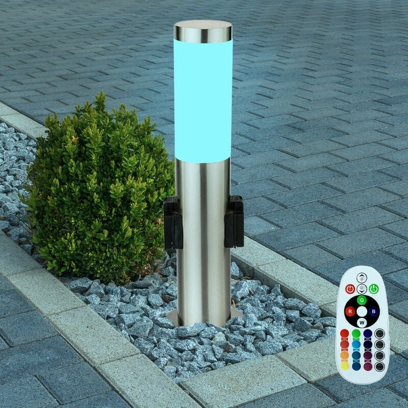 Stand Leuchte Außen Bereich Terrassen Strahler Stromverteiler Fernbedienung im Set inklusive rgb led Leuchtmittel