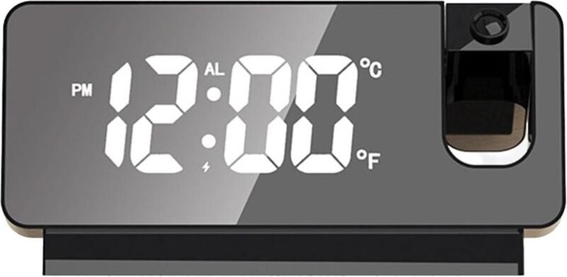 Tragbarer Projektionswecker mit Datums- und Temperaturanzeige, LED-Digitaluhr mit großem Bildschirm, Projektion an die D...