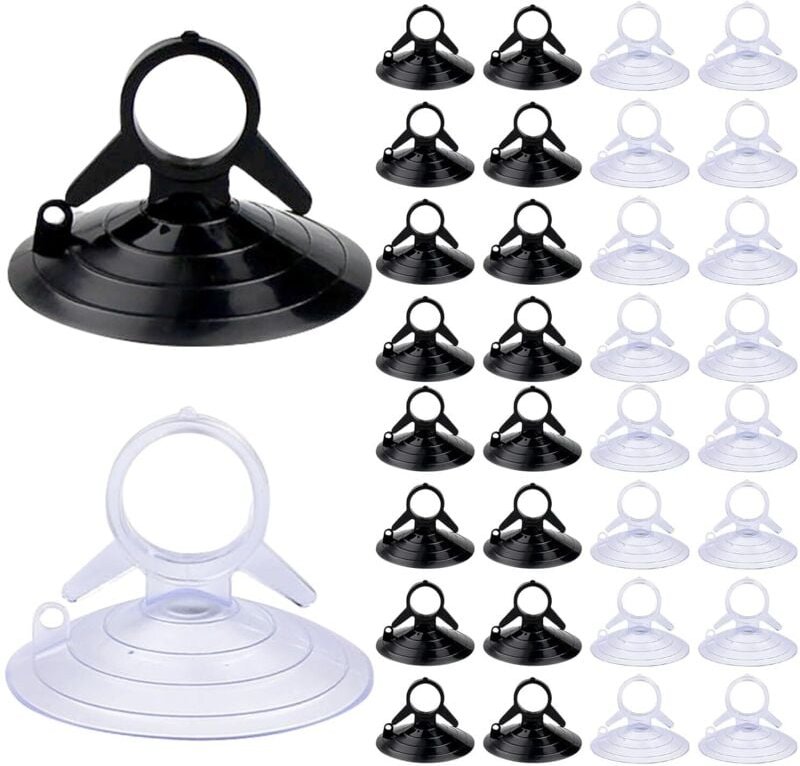 CCYKXA 200 Stück Sonnenblenden-Saugnapf, 45 mm schwarzer transparenter Fenster-Saugnapf ohne Haken, starker Windschutzsc...