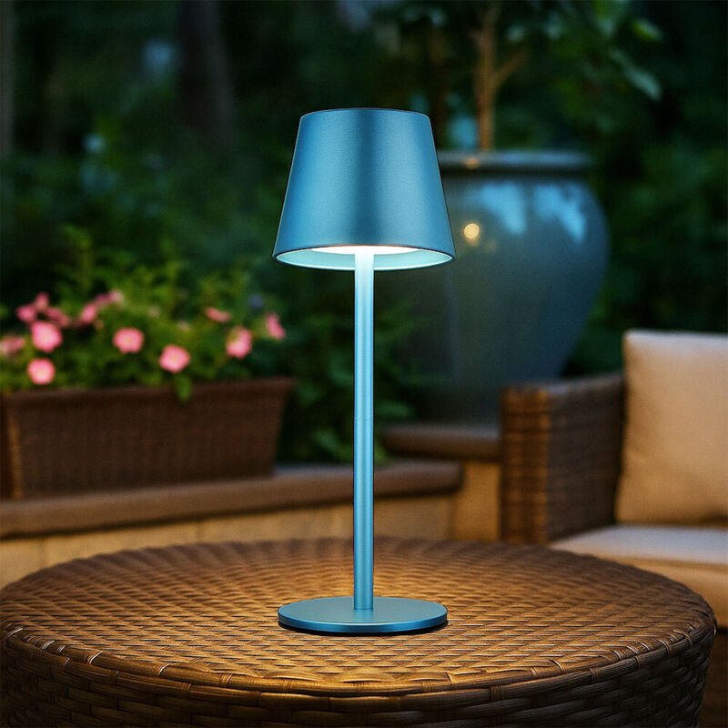 Globo Lighting - Außenleuchte Tischlampe Akku Tischleuchte Touchdimmer Flaschenaufsatz cct, blau, usb-c, led 3W 200Lm wa...