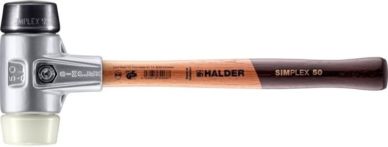 HALDER SIMPLEX Schonhammer Ø 50 mm Gummi schwarz / Nylon mit Aluminiumgehäuse