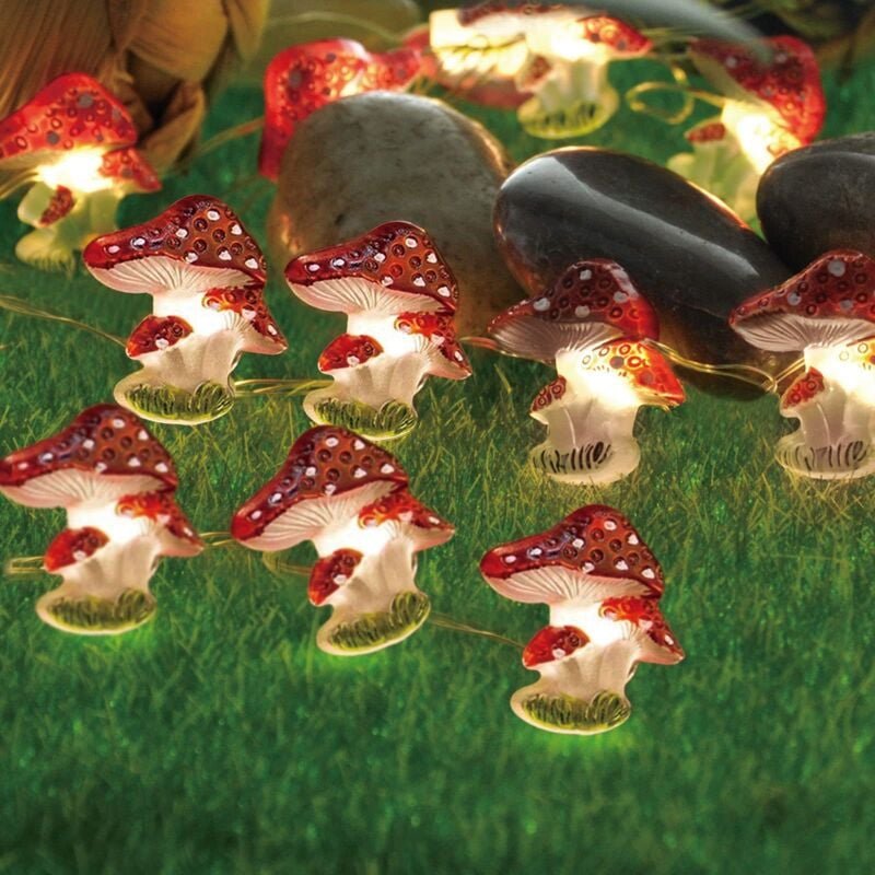 Tonchean - LED-Lichterkette in Pilzform, 3 m, 30 LEDs, batteriebetrieben, für Halloween, Weihnachten, Hochzeit, Innenber...