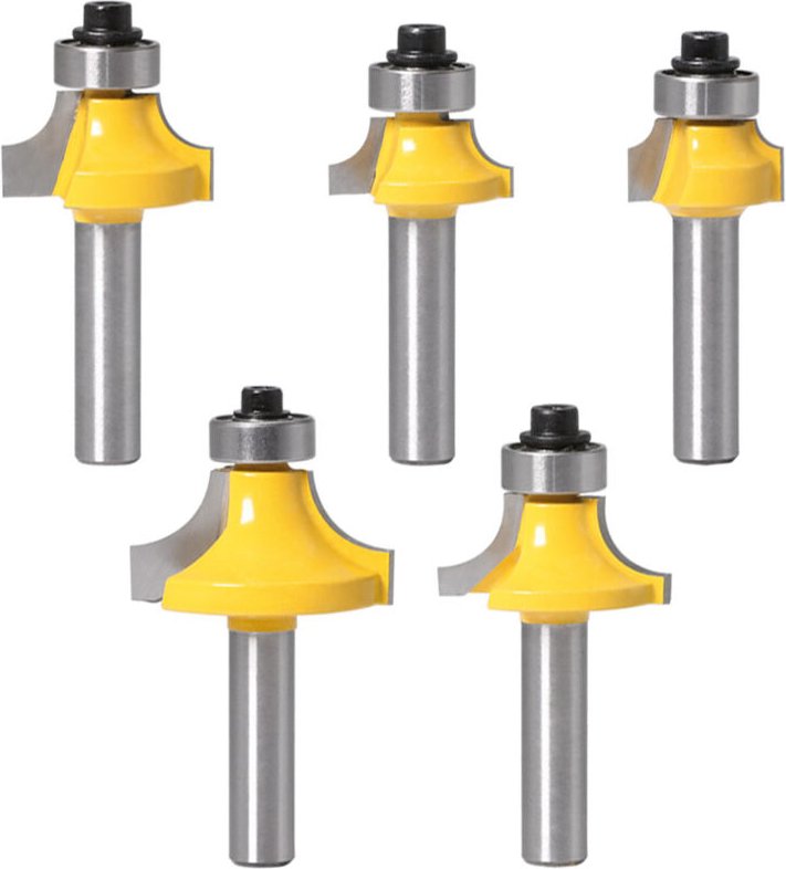 5-teiliges Set Hartmetall-Holzrundfräser, Eckenrundfräser, Radiusfräser, Viertelrundfräser, Kantenfräser, Holzbearbeitun...