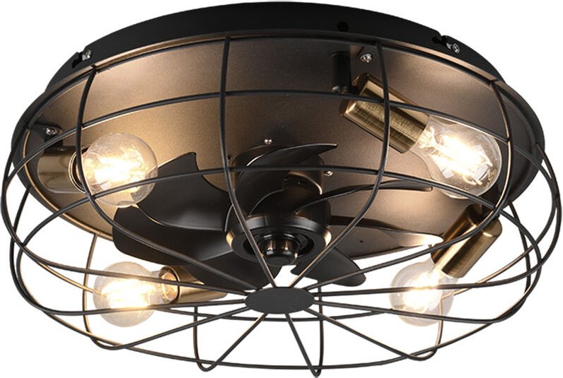 Trondheim - Deckenventilator mit Deckenleuchte schwarz