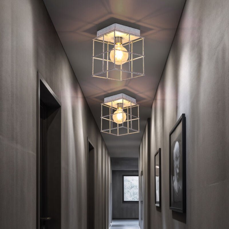 Deckenleuchte 1 flammig Deckenlampe Wohnzimmer Industriell Spotleuchte E27, Metallgitter zinkfarben, 1x E27 Fassung, LxB...