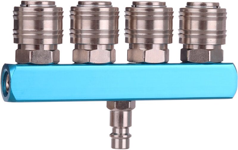 Pneumatischer Luftverteiler 4-Wege 4 Schnellkupplungsausgänge