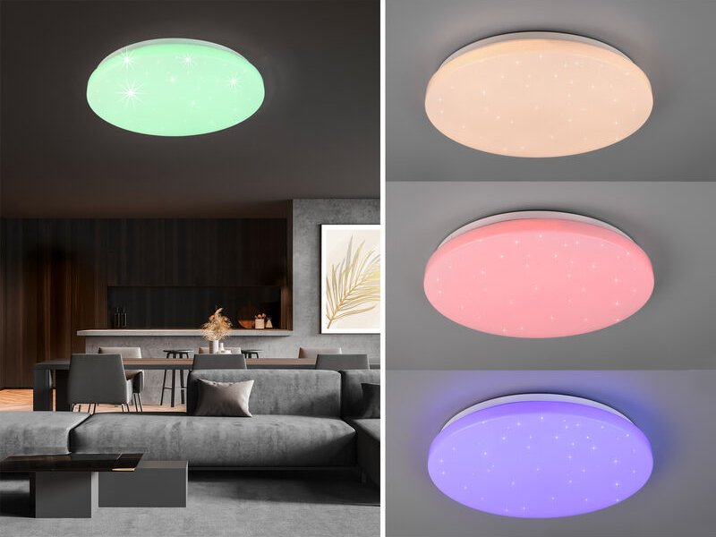 Reality - led Deckenleuchte kira Fernbedienung dimmbar Sternenhimmel Farbwechsel, ø 38cm