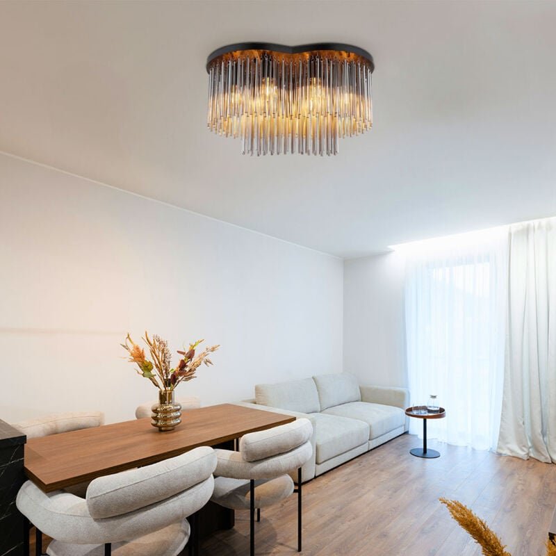 Globo Lighting - Deckenleuchte Deckenlampe Wohnzimmerlampe Metall Schwarz-matt Glasstäbe l 60 cm