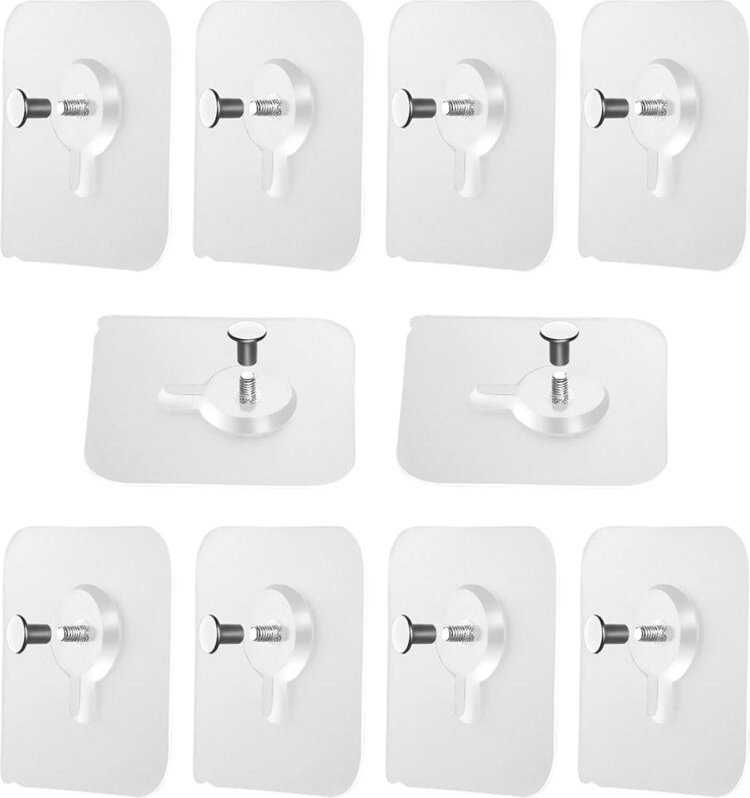Klebenägel zum Aufhängen, 10 Stück, selbstklebende Bildaufhänger ohne Bohren, abnehmbare selbstklebende Schrauben, Haken...