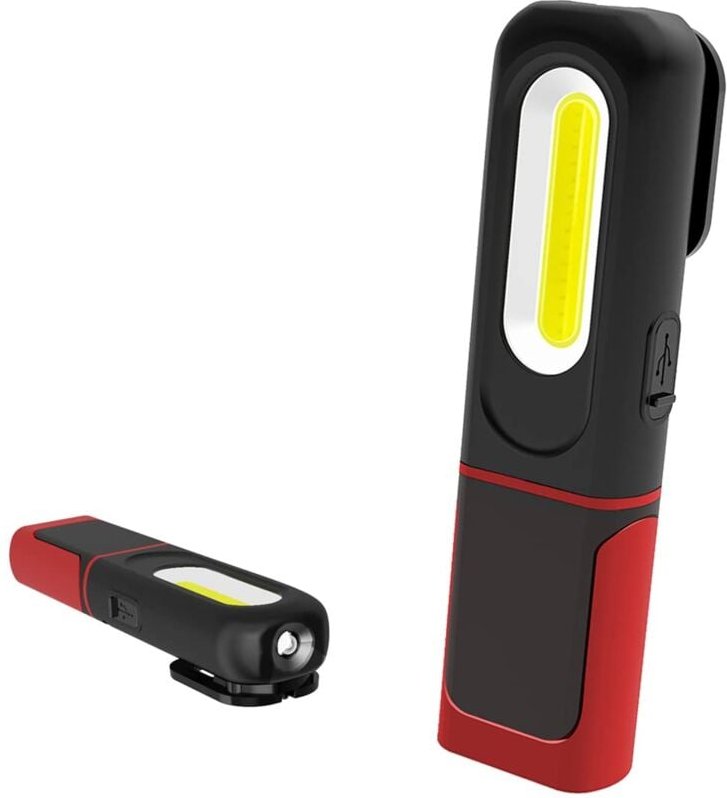 Beijiyi - Wiederaufladbare LED-Arbeitsleuchte, 2-in-1-Inspektionslampe, 5 w COB-LED-Taschenlampe mit Magnetfuß und Haken...