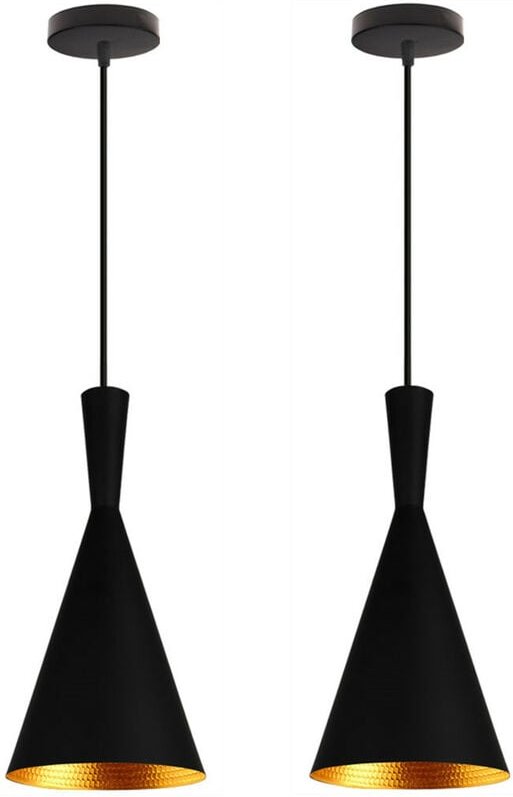Wottes - 2Pcs Industrielle Pendelleuchte Retro Hängeleuchte Metall Kegel Lamp Küche Wohnzimmer Schlafzimmer Beleuchtung