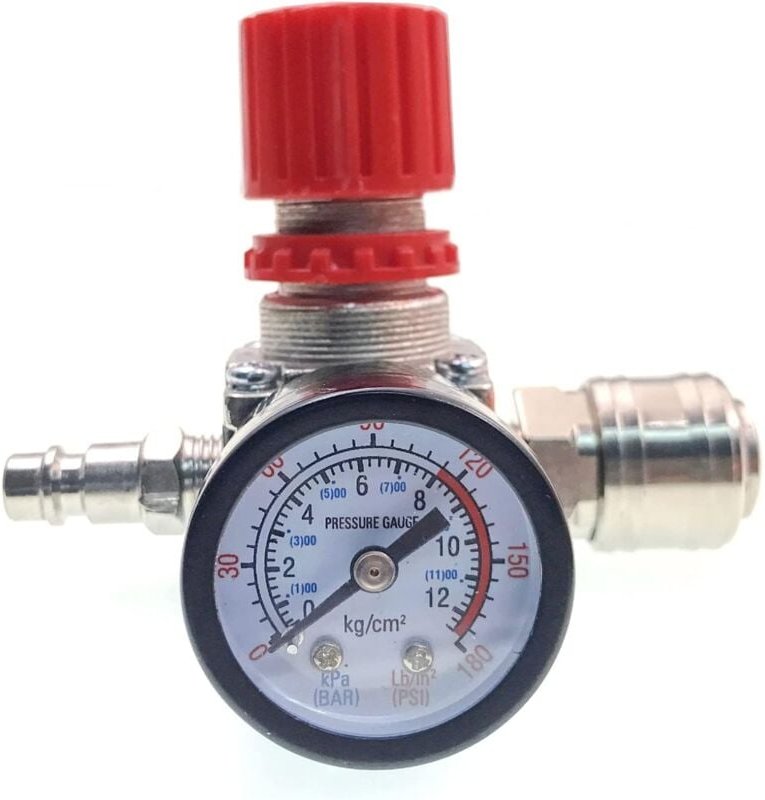 Manometer, 1/4 Zoll Druckregelventil mit Stecker/Buchse, verstellbares Druckventil für Luftkompressor