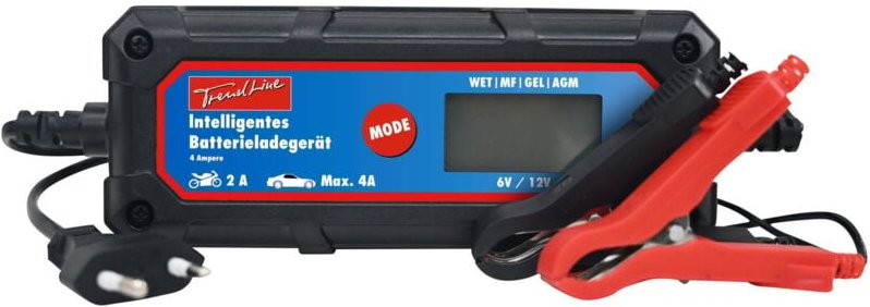 Trendline - Intelligentes Batterieladegerät 6/12V 4A Batterie LCD-Displayanzeige