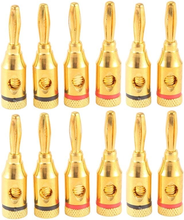 Tlily - Vergoldeter Bananen Stecker oder -Stecker (Offener Schrauben Typ) (6 Paare (12 Stecker)) Audio Lautsprecher Kabe...