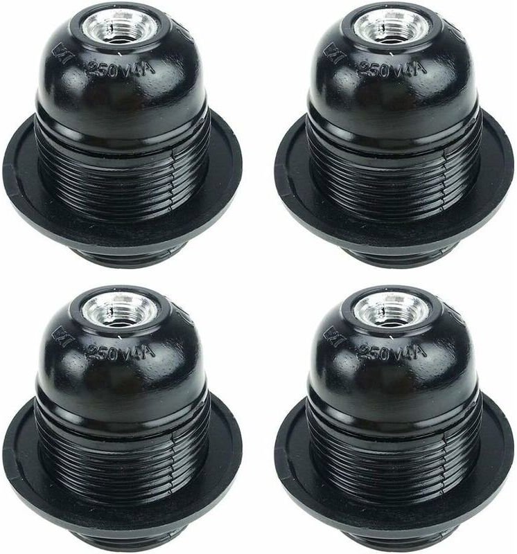 Schwarze E27-Schraubfassung, E27-Lampenfassung, 4 Stück E27-Fassungen, E27-Lampenfassungen, massive Lampenfassungen, sch...