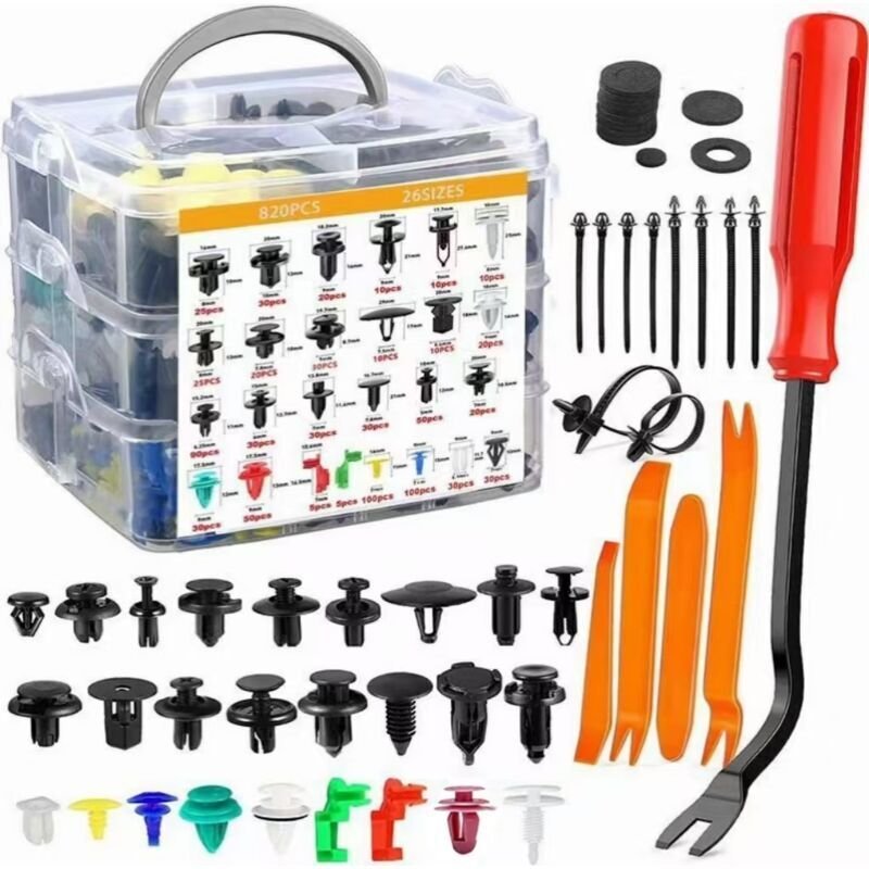 925-teiliges Set Kunststoffnietclips, universelle schwarze Autoclips, Kunststoffnietbefestigungen, Türverkleidungsbefest...