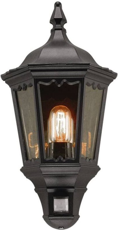 Medstead - 1 Licht Halblaterne im Freien Hellschwarz mit PIR-Bewegungssensor IP43, E27 - Elstead