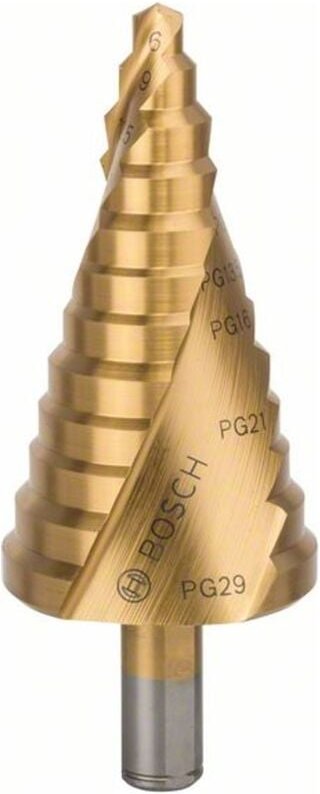 Bosch Stufenbohrer HSS-TiN, für Kabelverschraubung, 6 - 37 mm, 10 mm, 93 mm, 12 Stufen