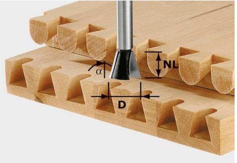 Grat-/Zinkenfräser hs S8 D20/17/15° – 490995 - Festool