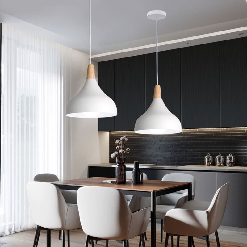 2er Pendelleuchte, 1 Flammig Hängeleuchte im Moderne Stil, Kronleuchter mit Ø20cm Lampenschirm für Wohnzimmer Schlafzimm...