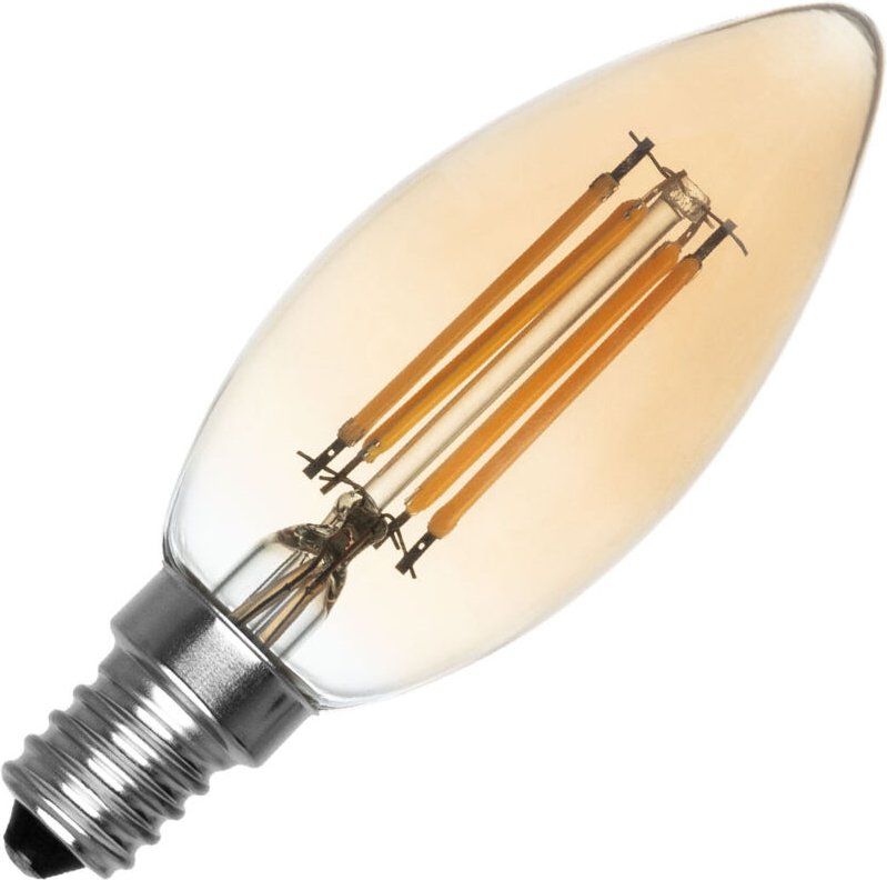 Efectoled - LED-Glühbirne Filament E14 6W 600 lm C35 Vela Gold No Flicker 2700K Warmweiß