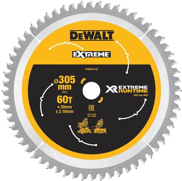 Zubehör - Sägeblatt Holz 305x30 mm, 60 Zähne DT99575 - Dewalt