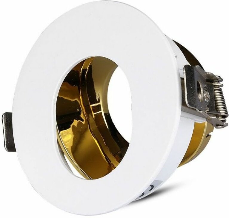 V-tac - Verstellbarer GU10 LED-Einbaustrahlerhalter mit Innenloch, Weißgold