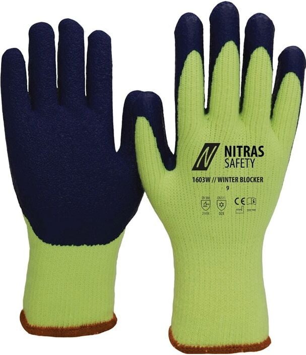 Thumbnail - 1603W-9 Kälteschutzhandschuhe winter blocker Größe 9 neongelb/blau en 388 - Nitras