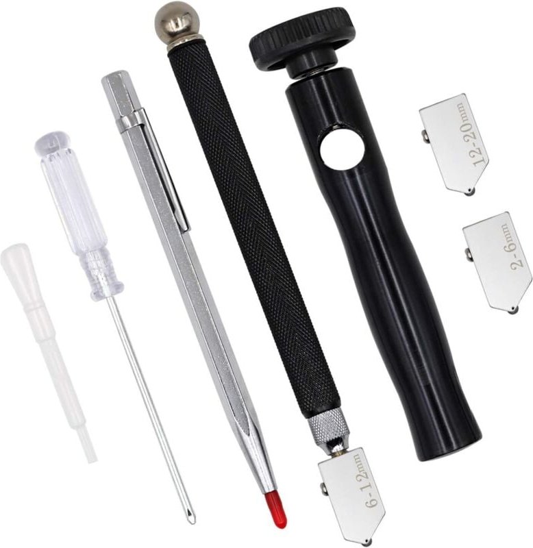 Glasschneider, Glasschneiderkopf 2-6 mm, 6-12 mm, 12-20 mm mit Griff Professionelles Schneidwerkzeug zum Schneiden versc...