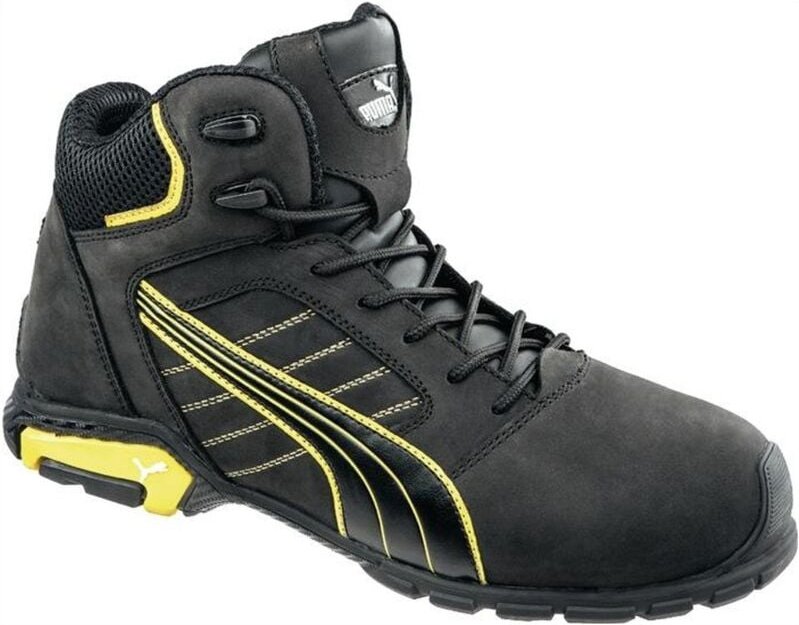 Puma - Sicherheitsstiefel Amsterdam Mid Gr. 43 schwarz/gelb Leder S3 src EN20345