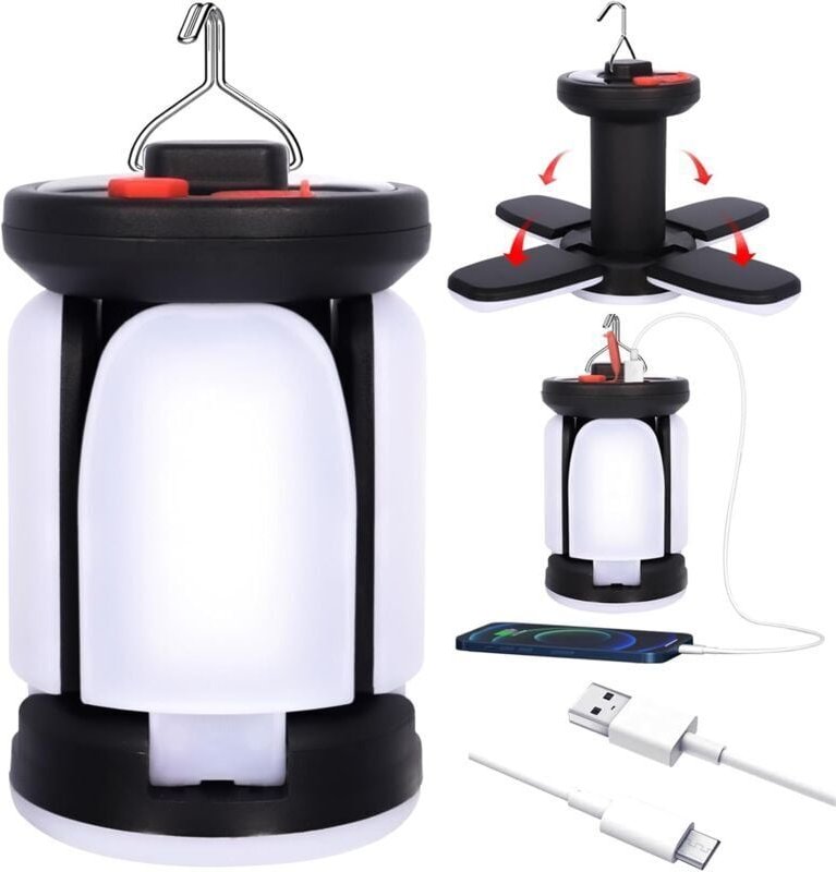 YMYNY Wiederaufladbare Campinglaterne, 3600 mAh, 6 Beleuchtungsmodi, 60 superhelle 360°-LEDs, IPX45 wasserdichtes tragba...