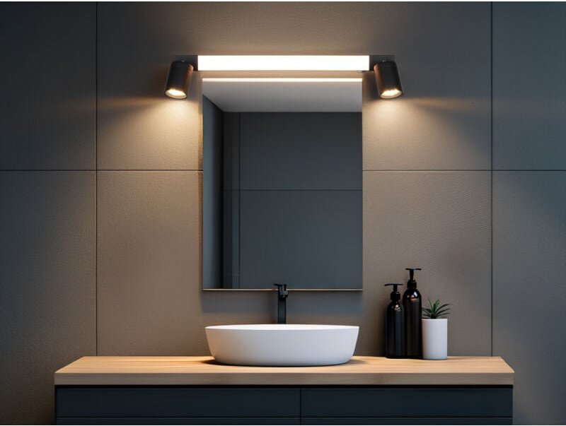 Led Bad Spiegelleuchte enrico mit 2 Strahlern & Schalter, Schwarz b: 60cm