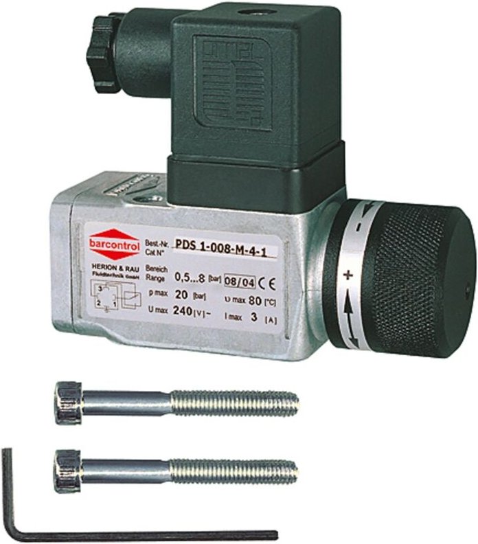 Druckschalter elek. Anschl. Gerätestecker Form a, g 1/4,0,5-8 bar - Riegler