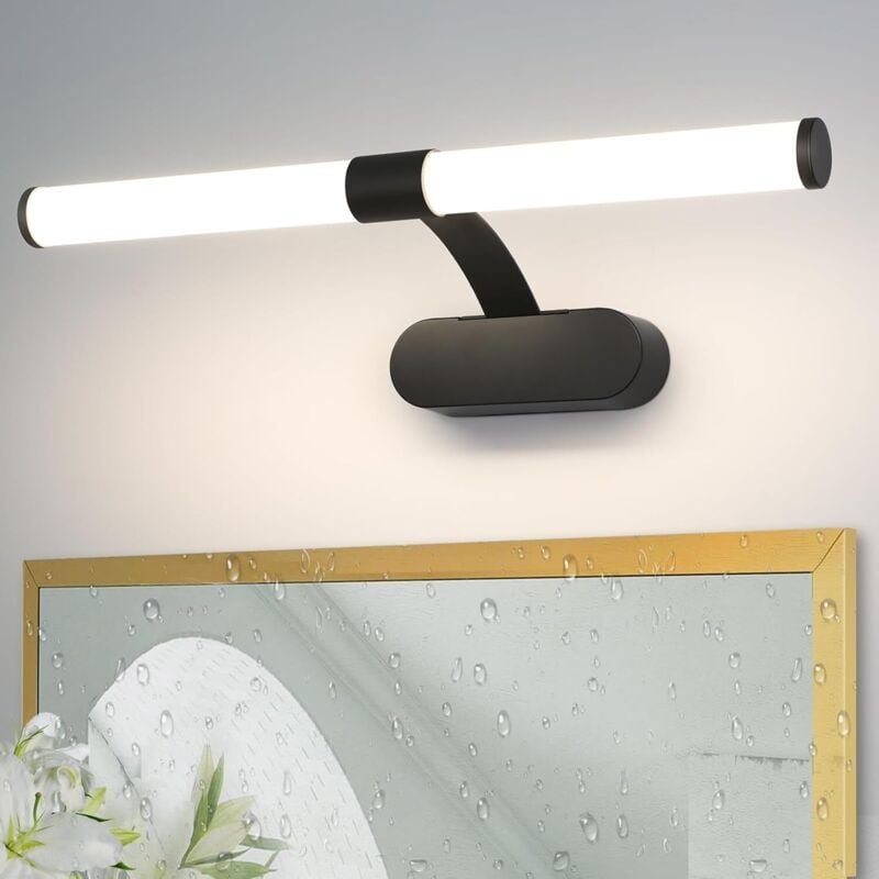 Led Spiegelleuchte Bad Spiegellampe - Schwarz Badleuchte Wand 40CM Wandlampe Badezimmer 6W Modern Wasserdicht IP44 Wandl...