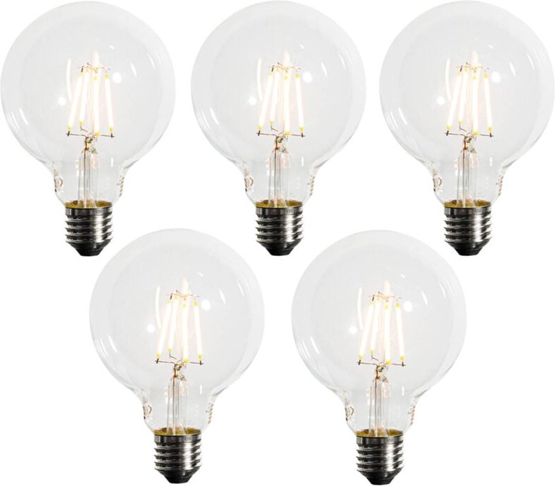 Set mit 5 E27 dimmbare LED-Glühbirne G95 5W 450lm 2200K