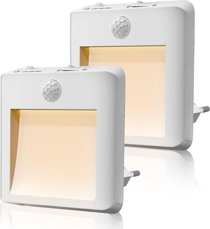 2er Set Nachtlichter mit Steckdose - Kinder Nachtlicht mit Bewegungsmelder - Helligkeit einstellbar, LED Nachtlicht (War...