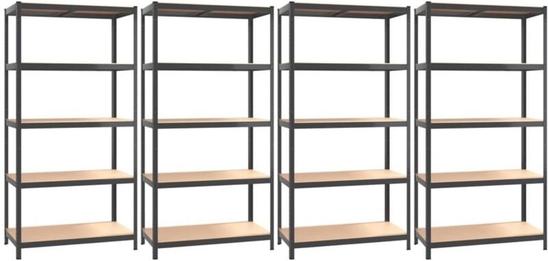 Regale mit 5 Böden 4 Stk. Anthrazit Stahl & Holzwerkstoff vidaXL