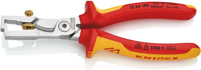 Knipex - StriX 13 66 180 Kabelschere Geeignet für (Abisoliertechnik) Alu- und Kupferkabel, ein- und me