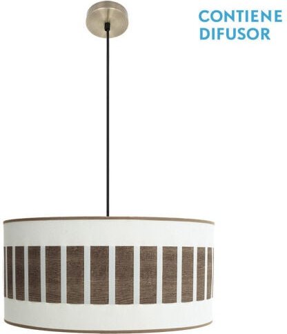 Fabrilamp - Ivanna Anhänger 2xe27 Leder/Weiß-Holz Dunkel Regx50x50 Cm