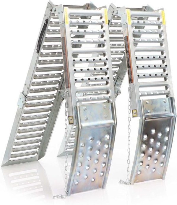 2x Auffahrrampe 200 cm max. 800 kg für atv Motorrad Quad, Stahl Auffahrschiene faltbar, Verladerampe rutschsicher - Xpot...