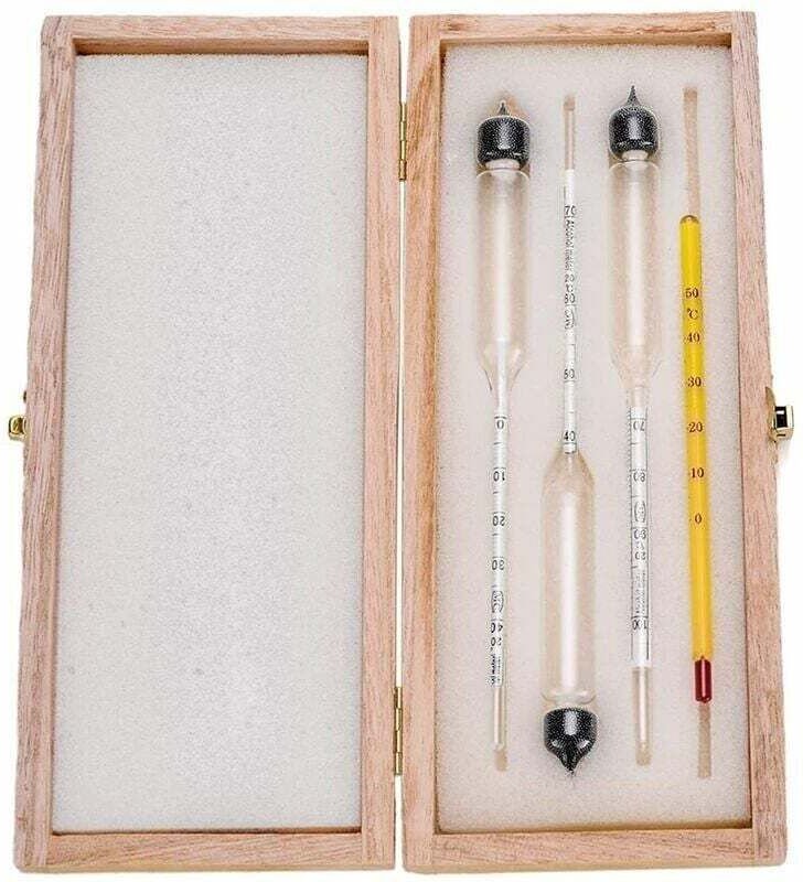 Alkoholtester mit Thermometer, 3er-Pack, Alkoholgehalt 0-40, 40-70, 70-100 Vol%, Hydrometer für Spirituosen, Destillate,...