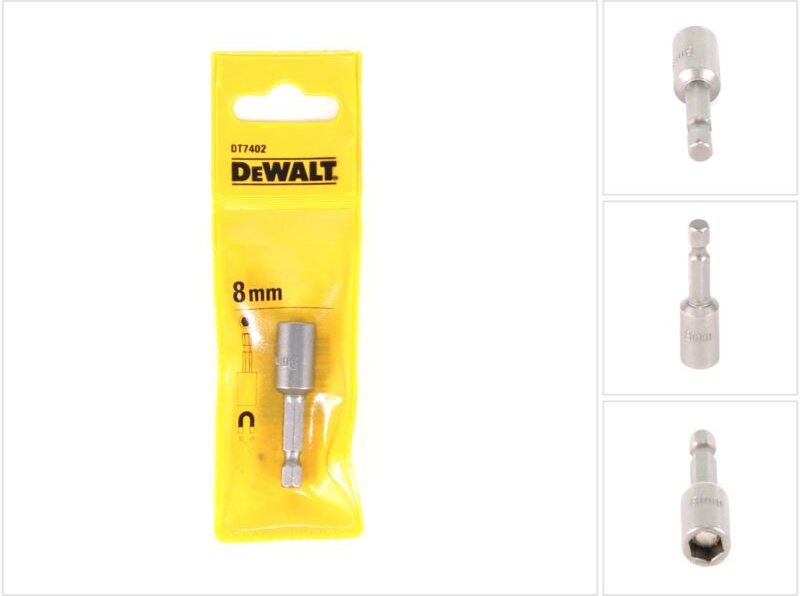 Dt 7402 Steckschlüssel 8 mm Aussensechskant - 50mm Länge, Permanentmagnet Halterung, 1/4' Antrieb - Dewalt